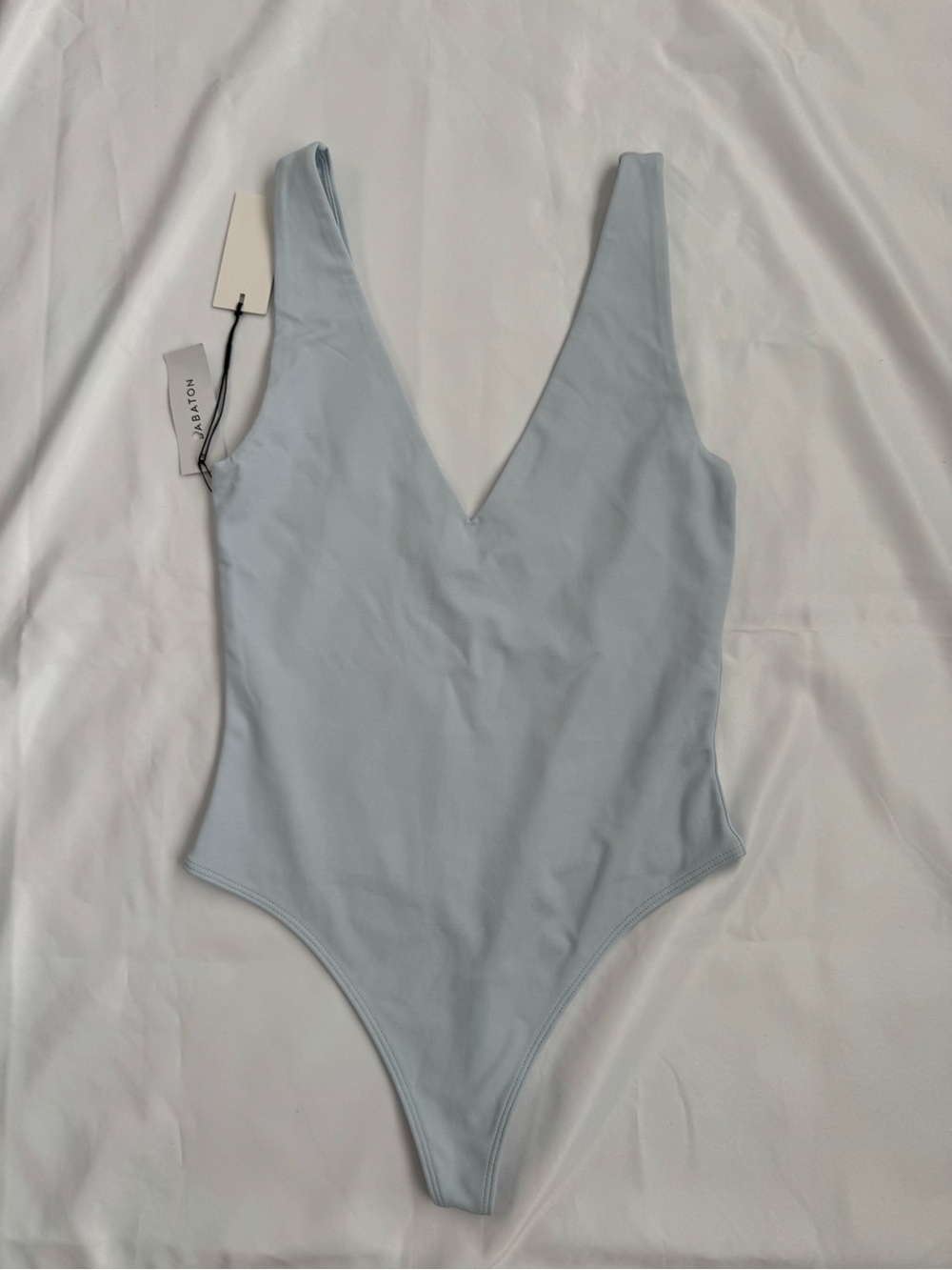 Aritzia Pale Blue V-Neck Bodysuit